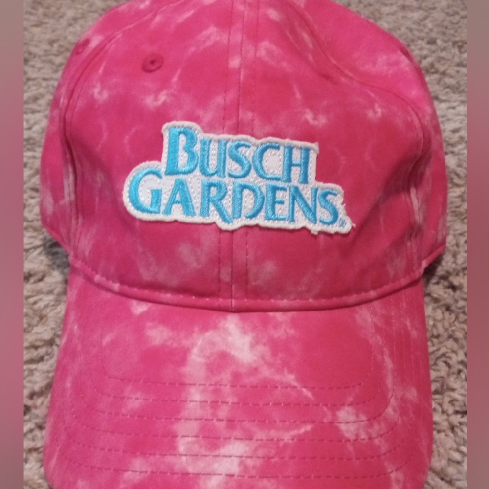 Women's Busch Gardens‎ Baseball Camp Adjustable Strap Back Color Pink Blue...